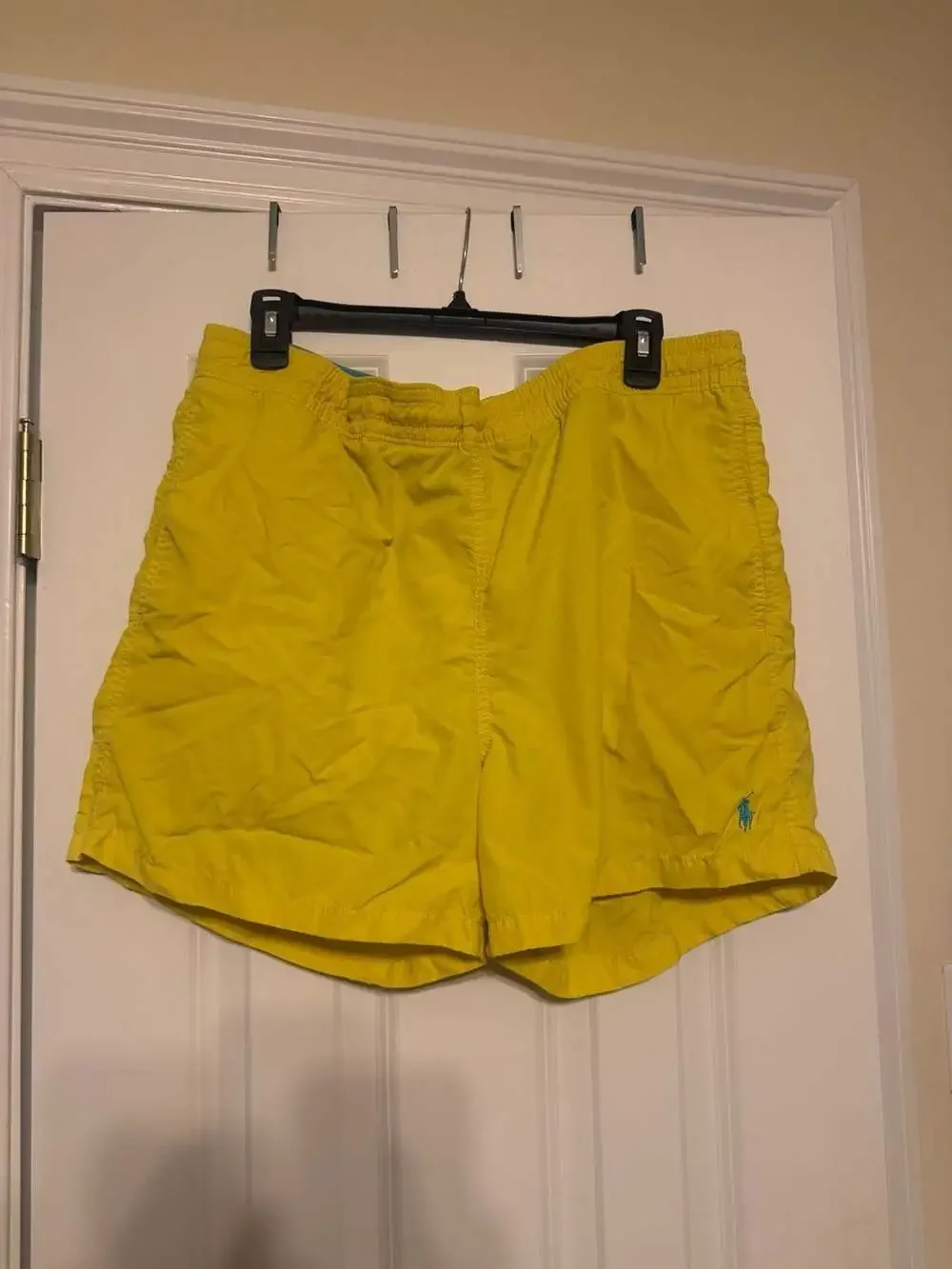 Polo Ralph Lauren Vintage Yellow Swim Trunks with Blue Pony Logo Size M
